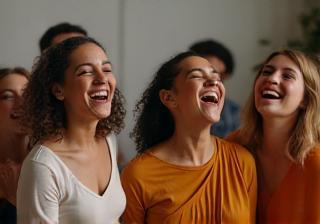 Group of people singing harmonies together in a workshop environment